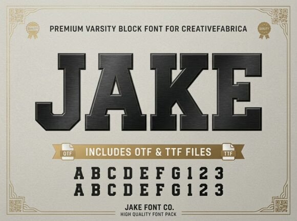 Jake: The Bold Varsity Font for Powerful Designs