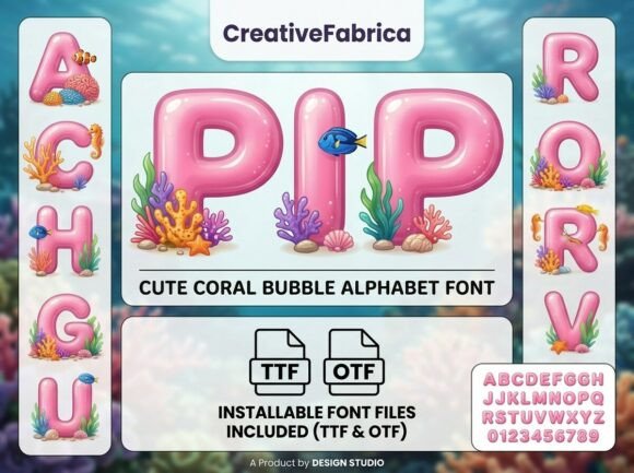 Pip: Dive into Underwater Enchantment with This Coral Bubble Font